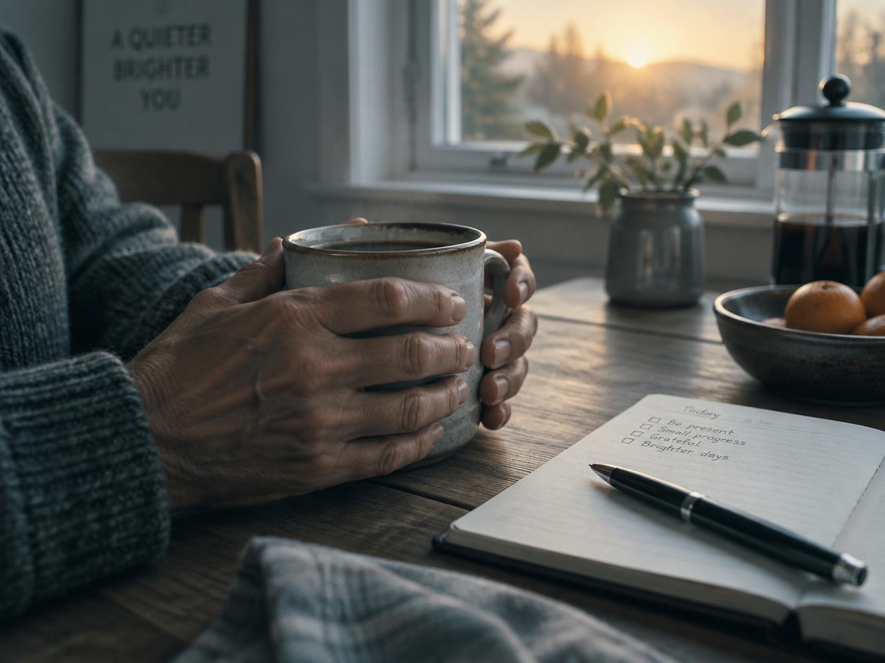 A calm morning moment with coffee and a journal
